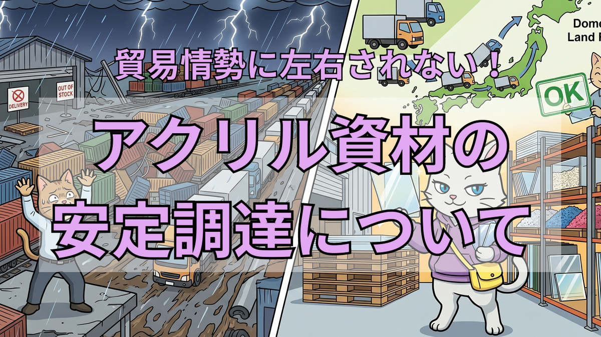 【貿易情勢に左右されない!】アクリル資材の安定調達について